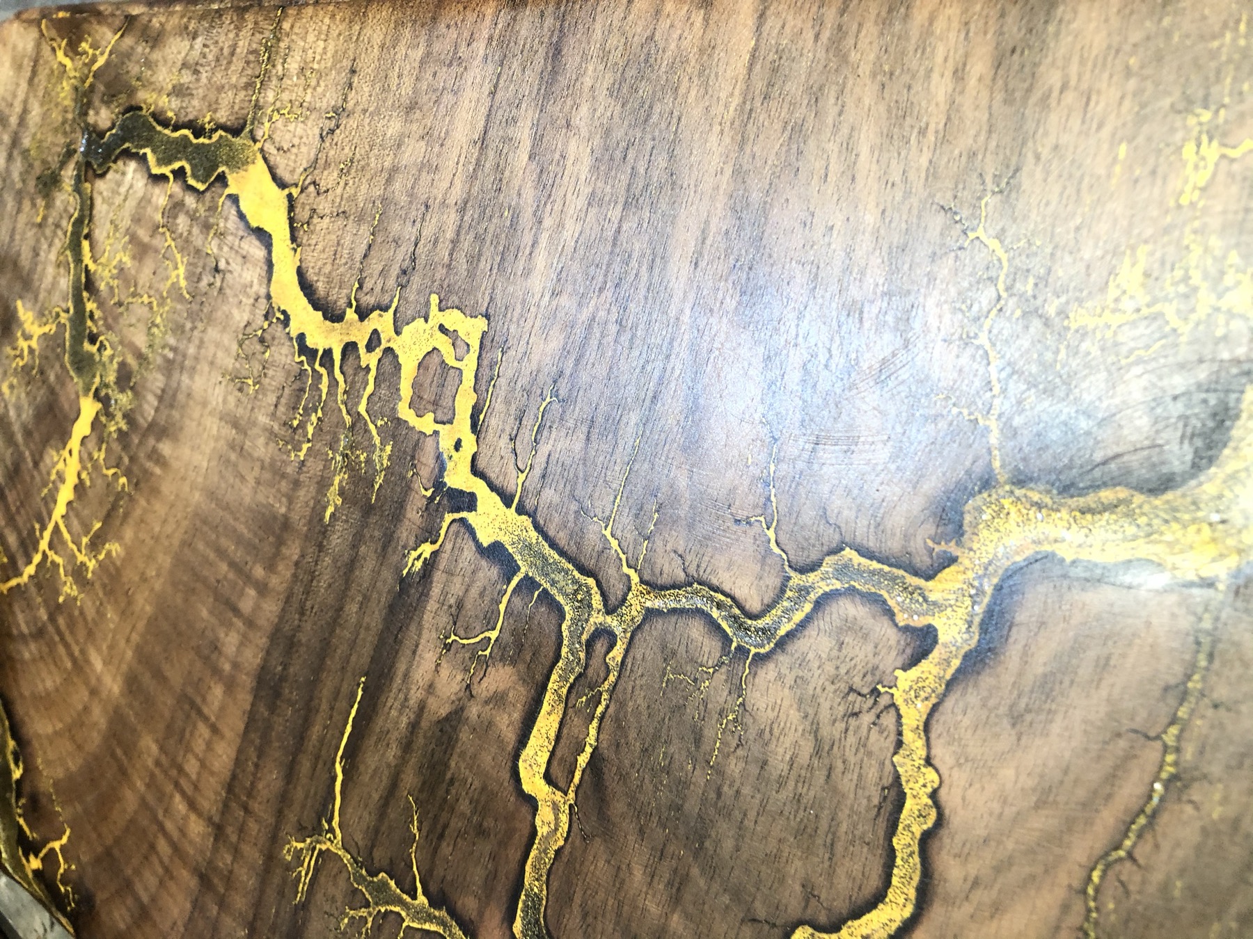 Gold Lichtenberg branching macro on a second board